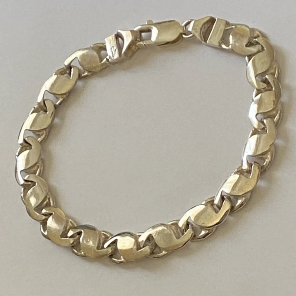 925 Silver 8.5” 8mm bracelet handmade link chain